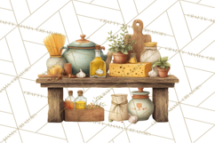 Tuscan Farmhouse Pasta Clipart, Rustic Pasta Night Kitchen Product Image 5