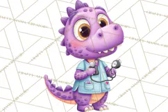 Pediatric Nurse Dinosaur Clipart Cute Medical PNG Product Image 3