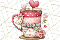Valentine Coffee Clipart PNG, Cozy Coffee Mugs, Cocoa Cups Product Image 3