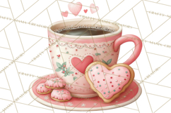 Valentine Coffee Clipart PNG, Cozy Coffee Mugs, Cocoa Cups Product Image 4
