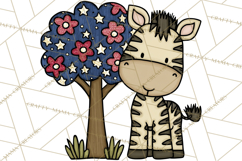 Patriotic Safari Animals Clipart, Whimsical Red White Blue Product Image 4