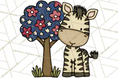 Patriotic Safari Animals Clipart, Whimsical Red White Blue Product Image 4