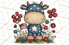 Patriotic Animals Clipart, Whimsical Red White Blue American Product Image 3