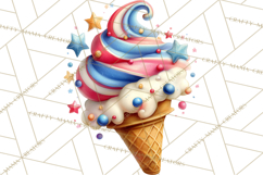 Patriotic Summer Treats Clipart, Red White Blue Whimsical Product Image 2