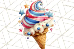 Patriotic Summer Treats Clipart, Red White Blue Whimsical Product Image 2
