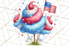 Patriotic Summer Treats Clipart, Red White Blue Whimsical Product Image 3