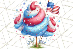 Patriotic Summer Treats Clipart, Red White Blue Whimsical Product Image 3