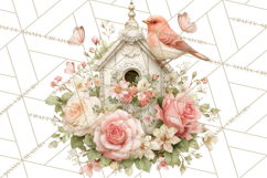 Easter Birds Clipart, Watercolor Birdhouse Illustrations Png Product Image 2