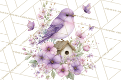 Easter Birds Clipart, Watercolor Birdhouse Illustrations Png Product Image 5