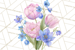 Soft Watercolor Floral Clipart, Spring Bouquets, Flowers PNG Product Image 3