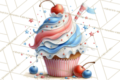 Patriotic Summer Treats Clipart, Red White Blue Whimsical Product Image 4