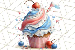 Patriotic Summer Treats Clipart, Red White Blue Whimsical Product Image 4