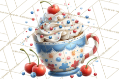 Patriotic Summer Treats Clipart, Red White Blue Whimsical Product Image 5