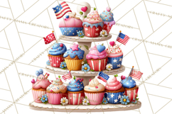Patriotic Summer Treats Clipart, Red White Blue Whimsical Product Image 2