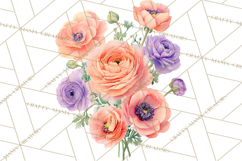 Soft Watercolor Floral Clipart, Spring Bouquets, Flowers PNG Product Image 3