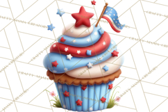 Patriotic Summer Treats Clipart, Red White Blue Whimsical Product Image 4