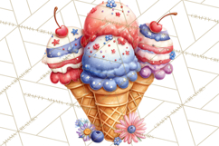 Patriotic Summer Treats Clipart, Red White Blue Whimsical Product Image 5
