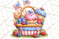 Patriotic Summer Treats Clipart, Red White Blue Whimsical Product Image 2