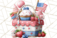 Patriotic Summer Treats Clipart, Red White Blue Whimsical Product Image 3