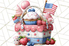 Patriotic Summer Treats Clipart, Red White Blue Whimsical Product Image 3