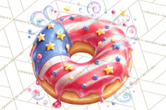 Patriotic Summer Treats Clipart, Red White Blue Whimsical Product Image 4