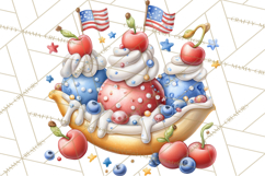 Patriotic Summer Treats Clipart, Red White Blue Whimsical Product Image 3