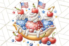 Patriotic Summer Treats Clipart, Red White Blue Whimsical Product Image 3