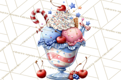 Patriotic Summer Treats Clipart, Red White Blue Whimsical Product Image 5