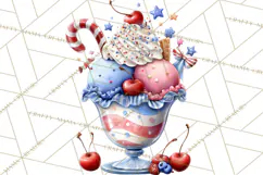 Patriotic Summer Treats Clipart, Red White Blue Whimsical Product Image 5