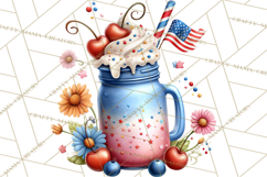 Patriotic Summer Treats Clipart, Red White Blue Whimsical Product Image 2