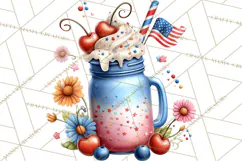 Patriotic Summer Treats Clipart, Red White Blue Whimsical Product Image 2