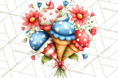 Patriotic Summer Treats Clipart, Red White Blue Whimsical Product Image 3