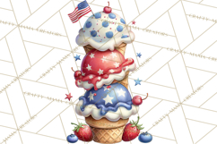 Patriotic Summer Treats Clipart, Red White Blue Whimsical Product Image 4