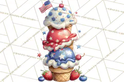 Patriotic Summer Treats Clipart, Red White Blue Whimsical Product Image 4