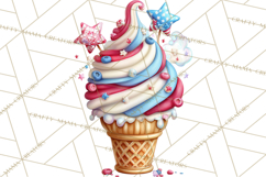 Patriotic Summer Treats Clipart, Red White Blue Whimsical Product Image 5