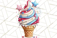 Patriotic Summer Treats Clipart, Red White Blue Whimsical Product Image 5