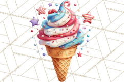 Patriotic Summer Treats Clipart, Red White Blue Whimsical Product Image 2