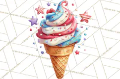 Patriotic Summer Treats Clipart, Red White Blue Whimsical Product Image 2