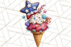 Patriotic Summer Treats Clipart, Red White Blue Whimsical Product Image 3
