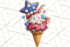 Patriotic Summer Treats Clipart, Red White Blue Whimsical Product Image 3