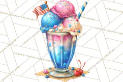 Patriotic Summer Treats Clipart, Red White Blue Whimsical Product Image 4