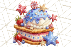 Patriotic Summer Treats Clipart, Red White Blue Whimsical Product Image 5