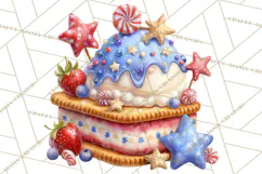 Patriotic Summer Treats Clipart, Red White Blue Whimsical Product Image 5