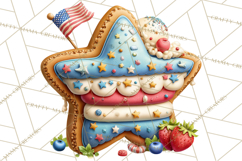 Patriotic Summer Treats Clipart, Red White Blue Whimsical Product Image 2