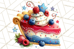 Patriotic Summer Treats Clipart, Red White Blue Whimsical Product Image 4