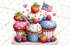 Patriotic Summer Treats Clipart, Red White Blue Whimsical Product Image 3