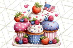 Patriotic Summer Treats Clipart, Red White Blue Whimsical Product Image 3