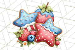 Patriotic Summer Treats Clipart, Red White Blue Whimsical Product Image 2