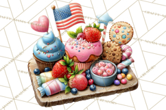 Patriotic Summer Treats Clipart, Red White Blue Whimsical Product Image 3