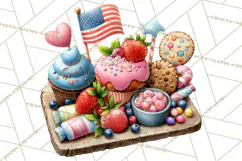 Patriotic Summer Treats Clipart, Red White Blue Whimsical Product Image 3
